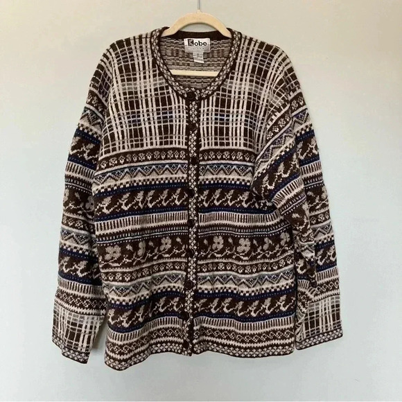 Kobe  vintage 100% Shetland wool cardigan - Picture 1 of 5